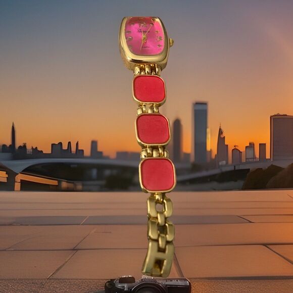 70 Vintage Bracket Watch Pink/ Orange Tested & Works/ New Batterie Y2K 70s Vibe! main image 7